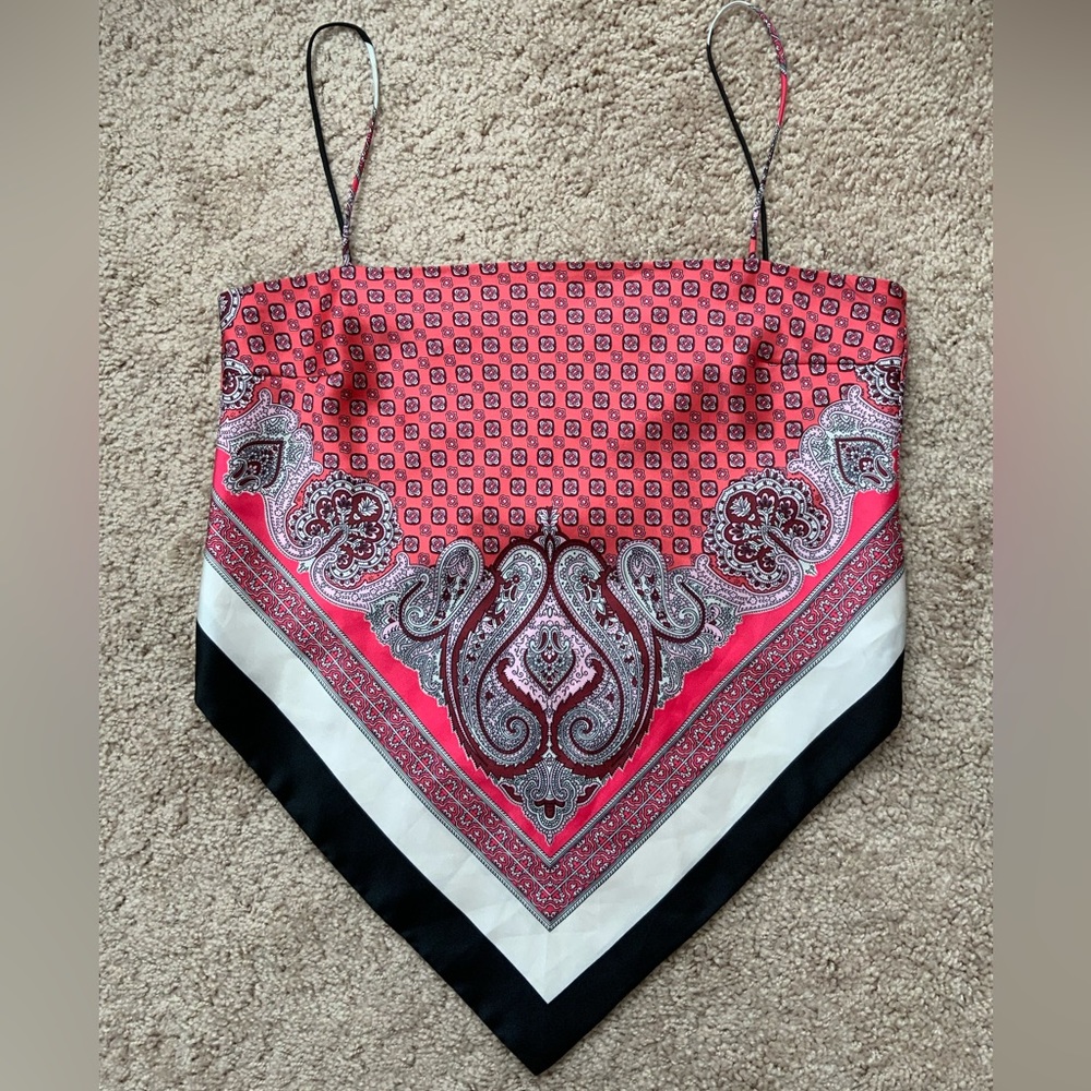 Zara printed pattern tie up crop top